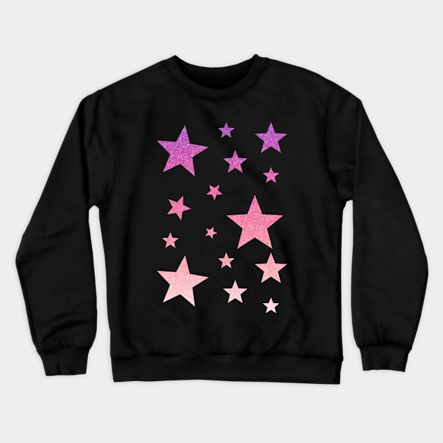 Pink Purple Ombre Faux Glitter Stars Crewneck Sweatshirt by Felicity-K